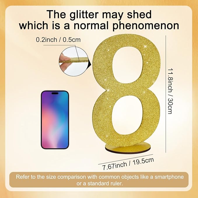 TONIFUL 11.8 Inch Gold Glitter Numbers Table Centerpieces 0-9 Birthday Party - Image 2