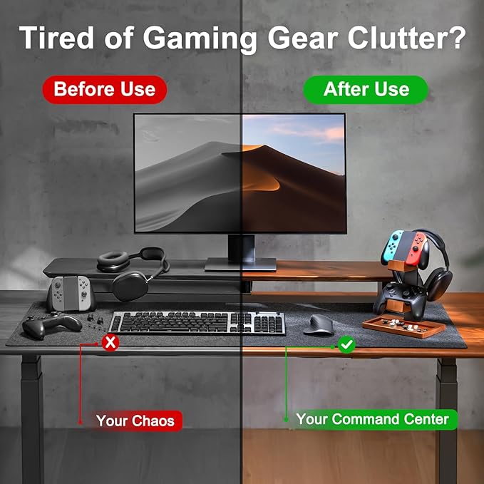 Solid Wood Controller Holder and Headphone Stand, Gaming Controller Stand - Image 2