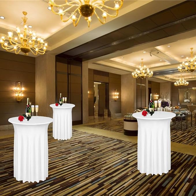 Albassa 2 Pack Cocktail Table Covers 32"x 43" Spandex Stretch Round Cocktail - Image 5