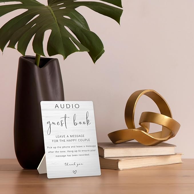 Audio Guestbook Sign, Audio Phone Guestbook Wooden Stand 8x11.2inch, Audio - Image 5