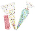 EKAPACKAGING 50Pcs 6.3x11.8 Inches Sprinkle Print Cone Shaped Treat Cellophane by EKAPACKAGING