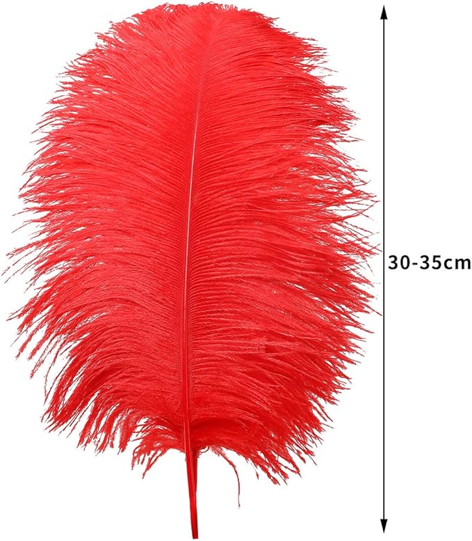 12pcs Natural Bright Red Ostrich Feathers 12-14inch - Image 3