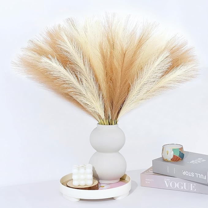 Pampas Grass Decor 30 Pcs 21.7 Inch Faux Brown Pampas Grass Bulk Artificial by Unknown