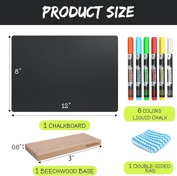 Chalkboard with Beech-Wood Base, 8 x 12 inch Tabletop Message Boards Menu - Image 3