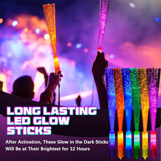 Lewtemi 60 Pack Fiber Optic Wand Glow Wand LED Light Up Wand Bulk - Image 3