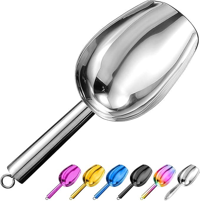 Metal Ice Scoop 6 Oz, Small Stainless Steel Ice scooper by Sanhaipen