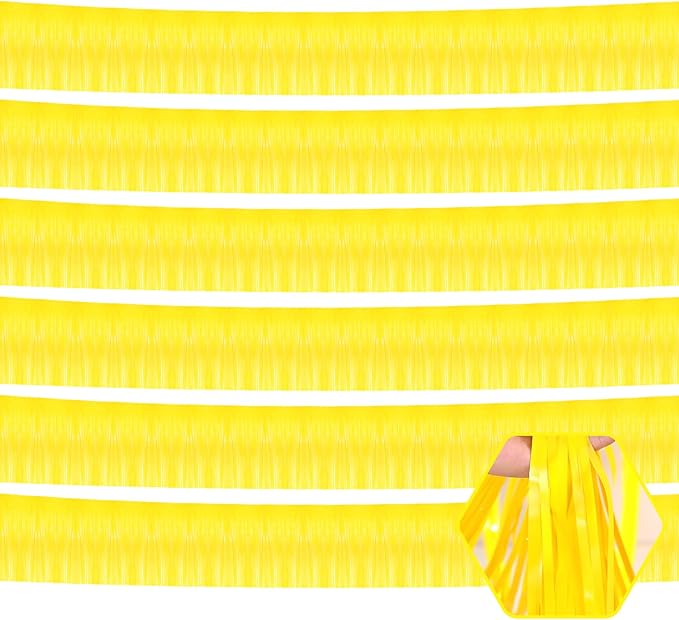 6 Pack 10 Feet Yellow Foil Fringe Garland Metallic Tinsel Streamers Banner Wall by Ferwzsr