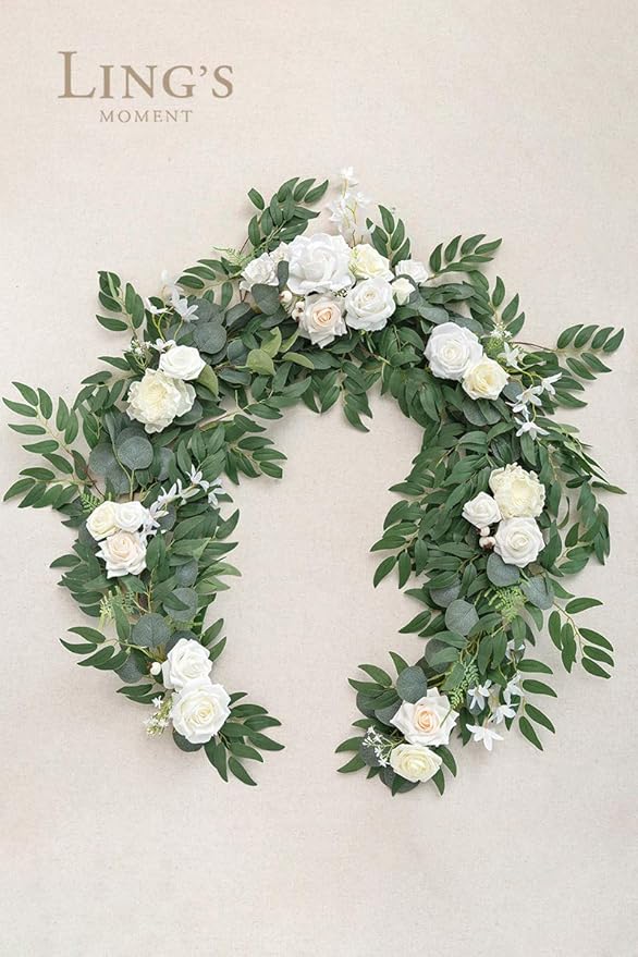 Ling's Moment Flower Garland - 6FT Eucalyptus & Rose - Sweetheart Table Decor - Image 5
