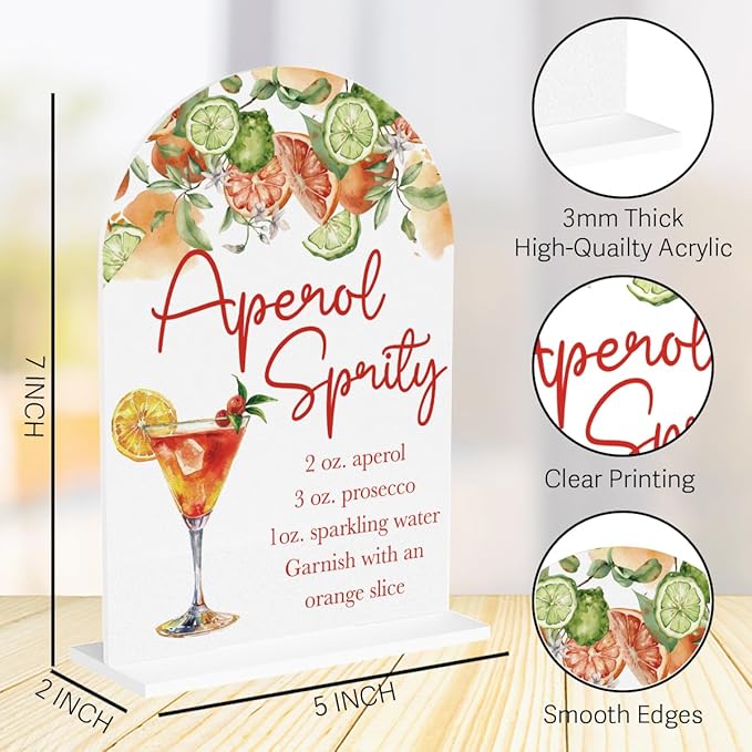Aperol Spritz Decor Sign for Wedding Acrylic Arch Wedding Bridal Shower Baby - Image 2