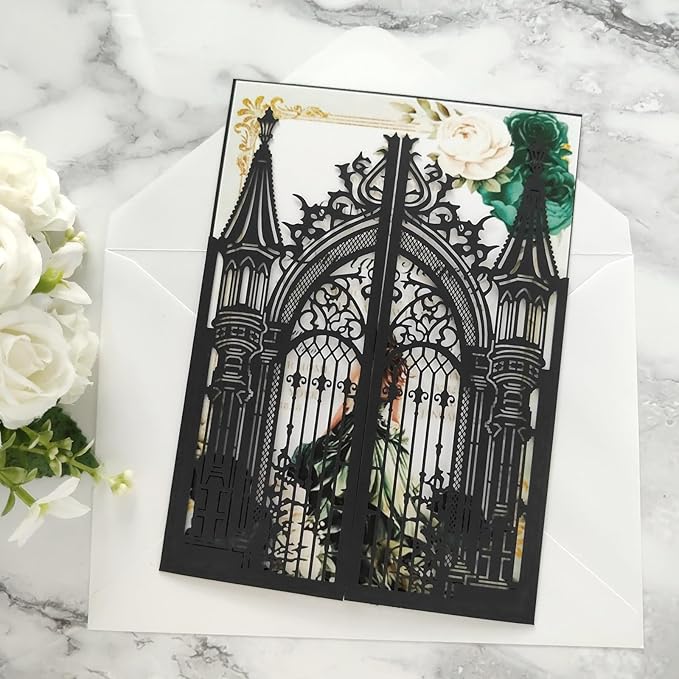 20PCS Laser Cut Wedding Invitations, Wedding Invitation Card Pocket, Quince - Image 4