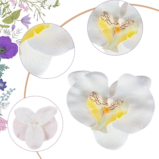40 Pieces Orchid Petals Artificial Decorations Wedding Party Orchids Heads - Image 2