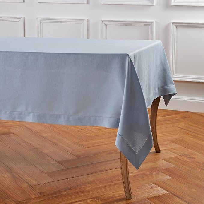 Solino Home Dusty Blue Linen Tablecloth 60 x 108 Inch - Image 3