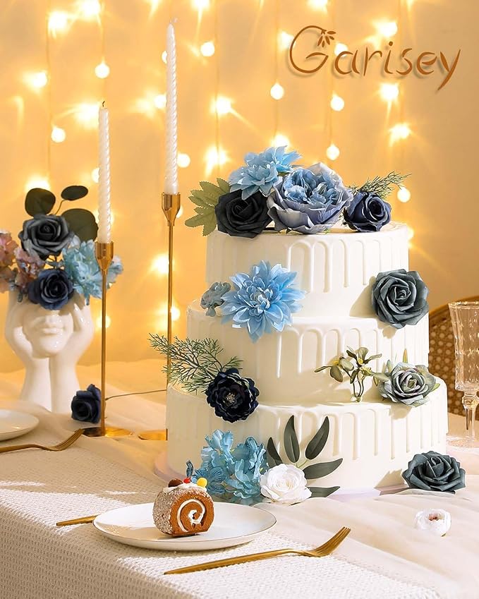 Artificial Flowers Combo Box Set Dusty Blue Flowers - Image 2