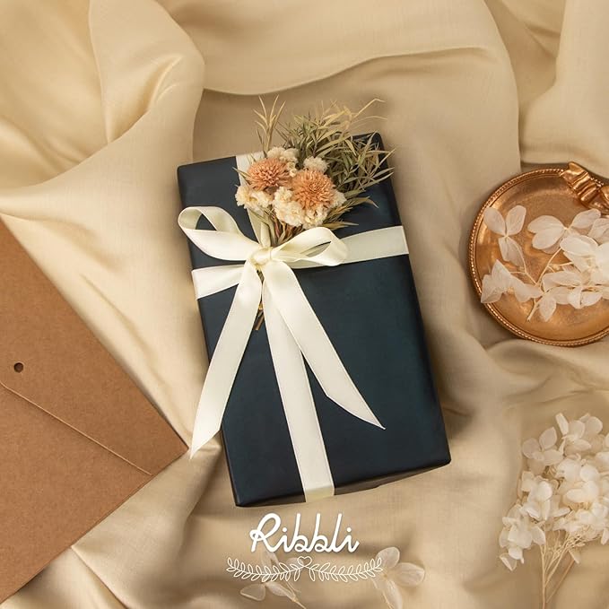 Ribbli Ivory Satin Ribbon Double Faced Satin 1/2 Inch x Continuous 100 - Image 2