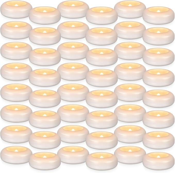 Set of 48 Waterproof Flameless Floating Tealights, 120+ Hour Warm White Battery - Image 6