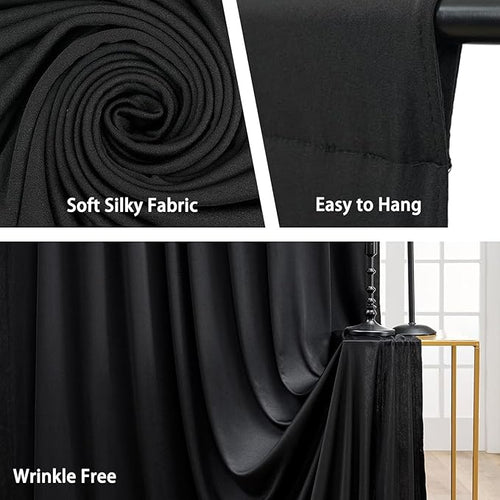 10 x 10 Feet Black Backdrop Curtain - Image 2