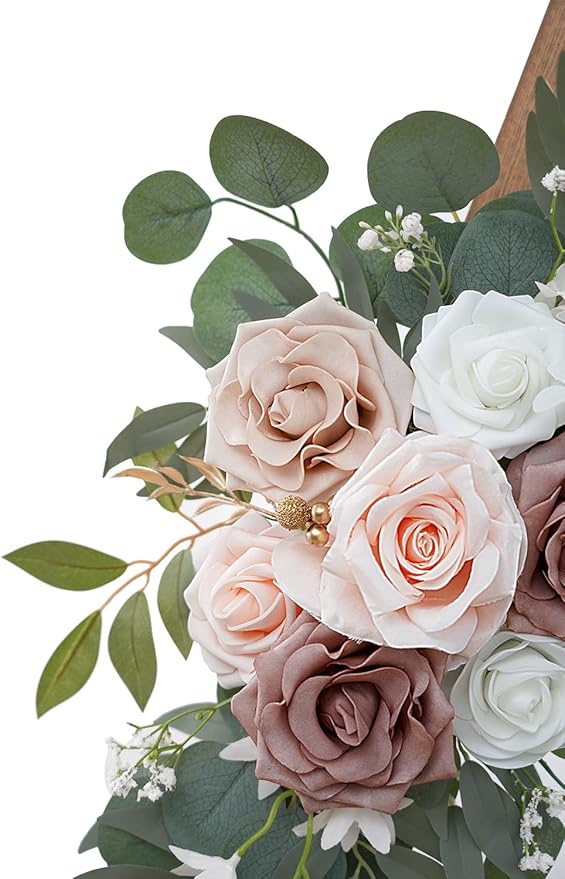Artificial Dusty Rose Flowers Swag Set of 2 - Image 7