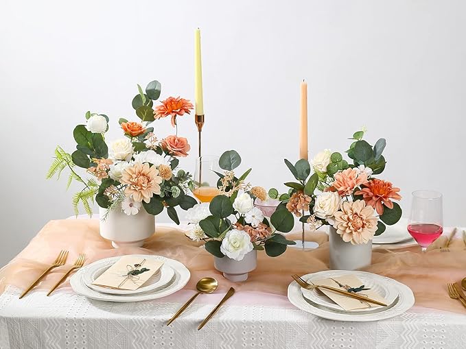 Serra Flora Artificial Flowers Combo Dahlia 34pcs Silk Mix Fake Flowers Roses - Image 6