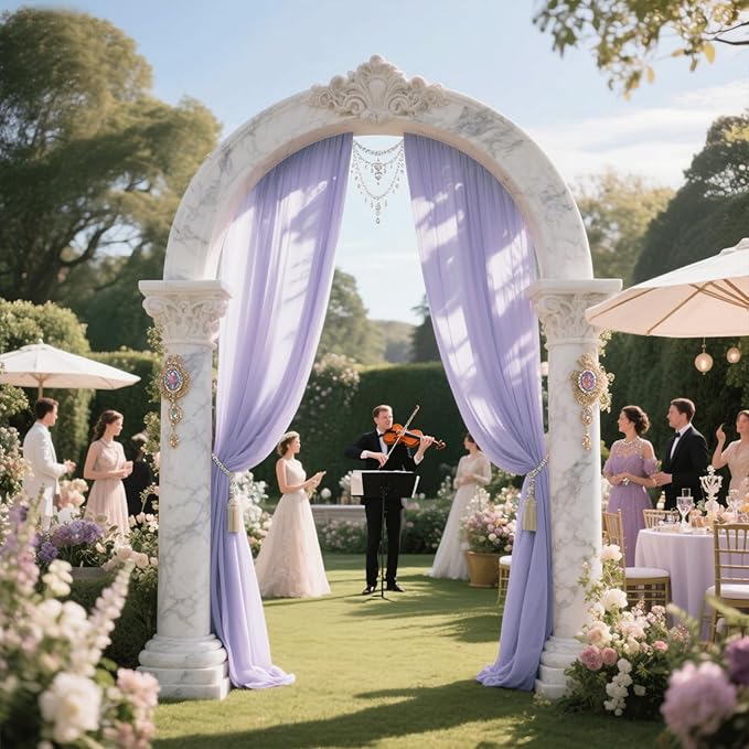 Wedding Arch Draping Fabric 29" x 18 FT Lavender Sheer Chiffon Outdoor Curtain - Image 5