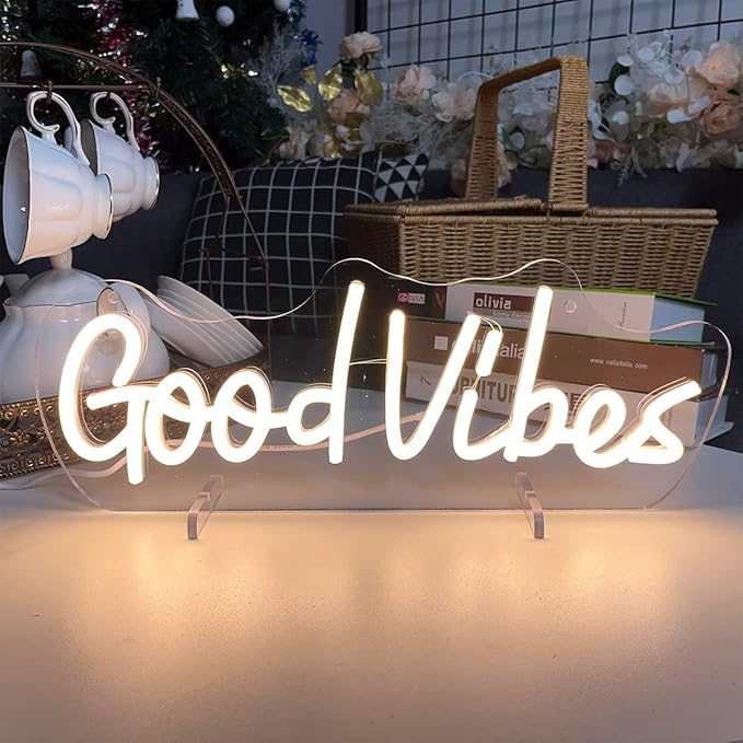 Good Vibes Table Number Neon Sign Desk Lamp Night Light Wedding Letter LED Neon by ZPLNOSIN
