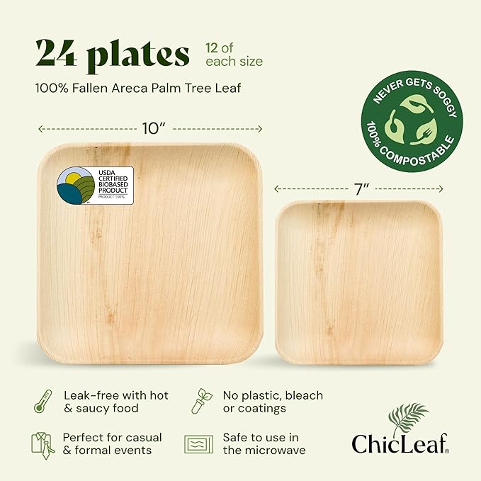 Chic Leaf Square Palm Leaf Tableware - Image 2