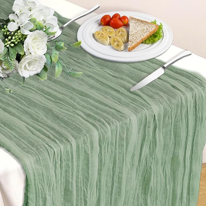 Sage Green Table Runner, 10Ft 120in Cheesecloth Table Runner, Gauze Rustic by Unknown