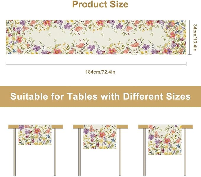Floral Table Runner, Flowers Plant Print Spring Table Runner - Image 7