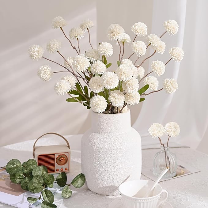 Waipfaru 10pcs Fake Silk Pompon Mum Artificial Flowers, Bulk Faux Mini - Image 4