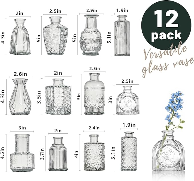 Glass Bud Vase Set of 12 Pcs Small Minimalist Vases - Image 5