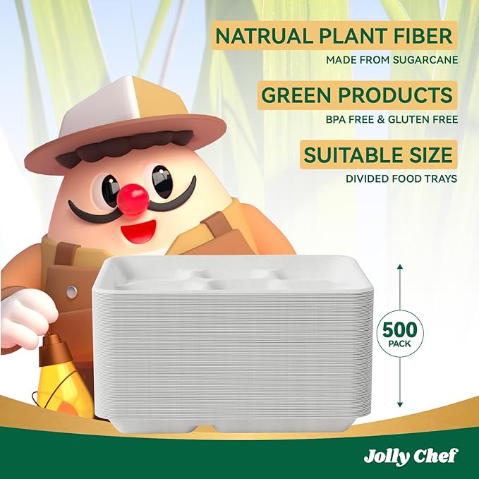 JOLLY CHEF Compostable  Compartment Paper Plates  *   Heavy - Image 4