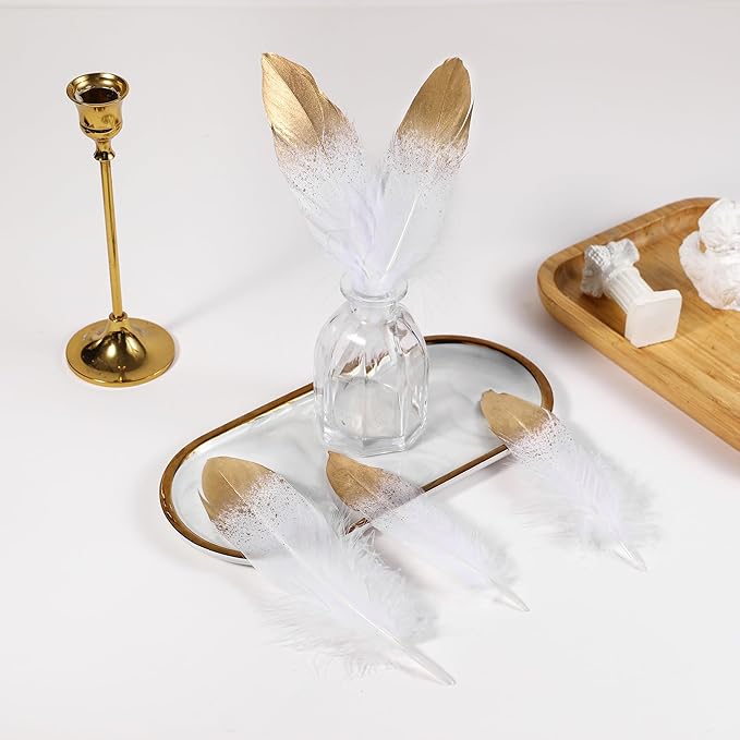 Larryhot Dipped Gold & White Goose Feathers - Image 4