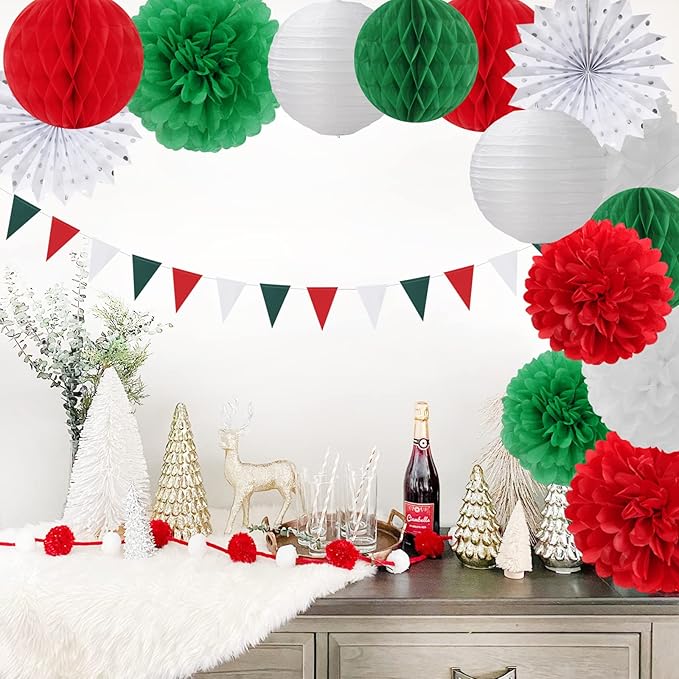 Red-Green White Party Decorations - Image 4