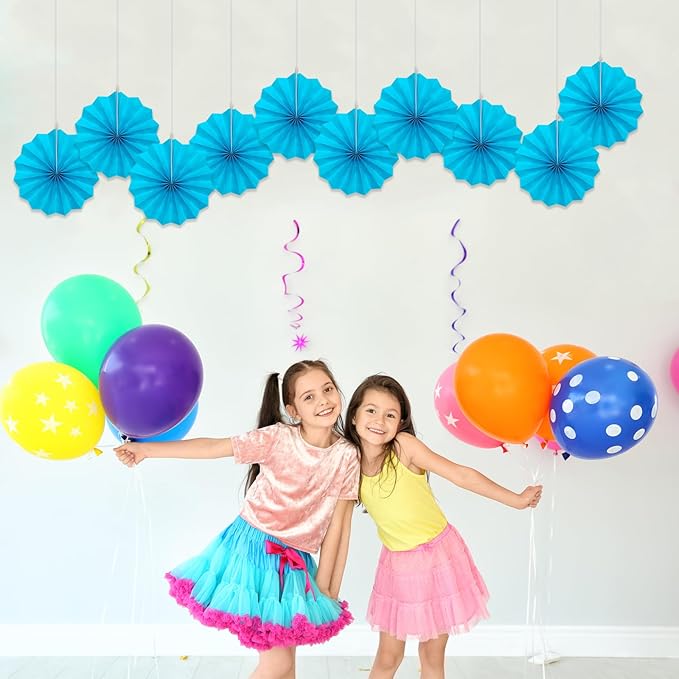 BARTHEW Blue Hanging Paper Fans, Party Decorations - Image 5