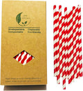 Bright Red And White Stripes Paper Drinking Straws, Biodegradable Food Grade by BOFAEcoTableware