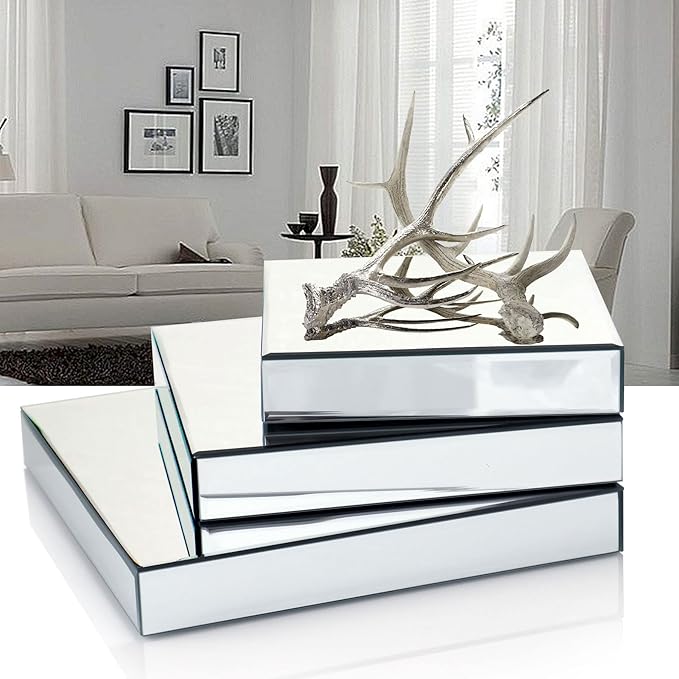 GIMORRTO Mirror Display Riser Stands 3 Set, Glam Accent Table Display Platform - Image 3