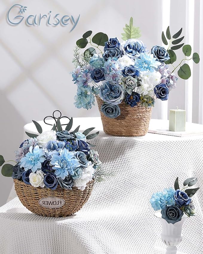 Artificial Flowers Combo Box Set Dusty Blue Flowers - Image 4