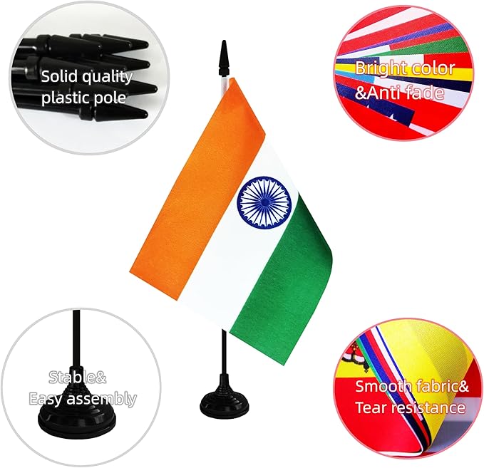 India Desk Flag, 12 Pack Indian Table Office Flag - Image 3