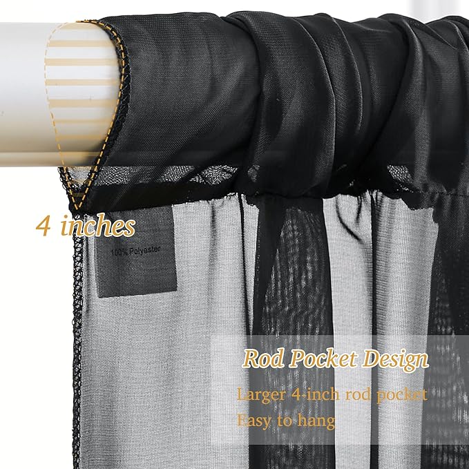 10x10ft Black Chiffon Backdrop Curtain - Image 6