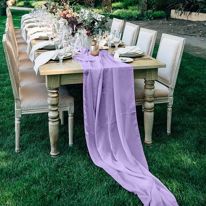 10 Pack 10ft Light Purple Chiffon Table Runners Wedding Table Runner Sheer - Image 8