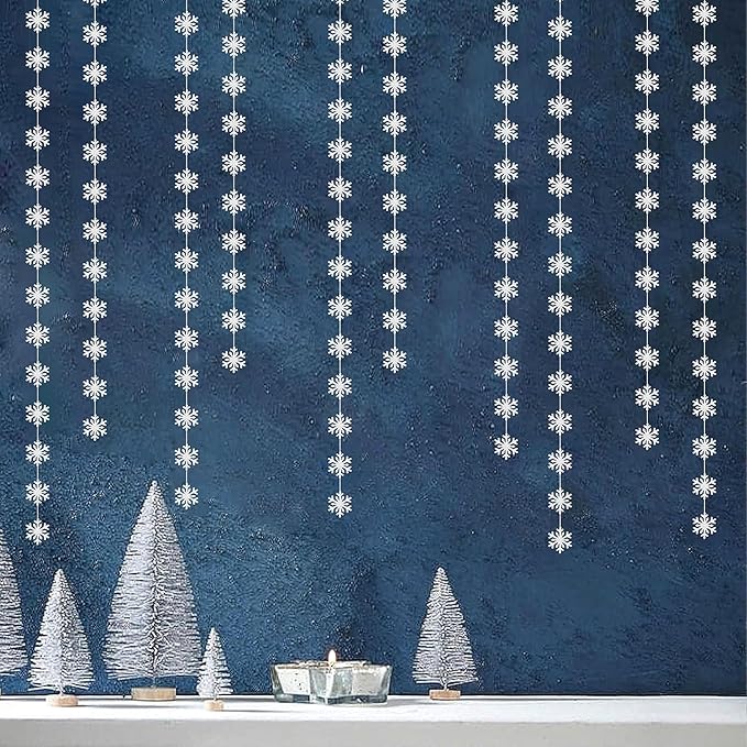 Snowflake-Snow Silver Christmas Party-Decoration Garland - 52ft Frozen Winter - Image 5