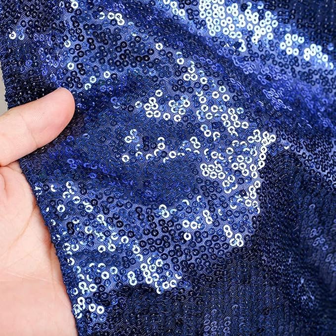 Poise3EHome 7Ft x 7Ft Navy Blue Sequin Backdrop, Glitter Thick Satin Sequin - Image 4