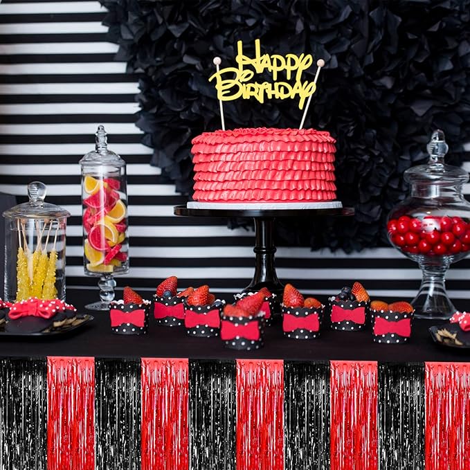 4 Pack 29x108 Inch Metallic Foil Fringe Tinsel Table Skirts - Image 4