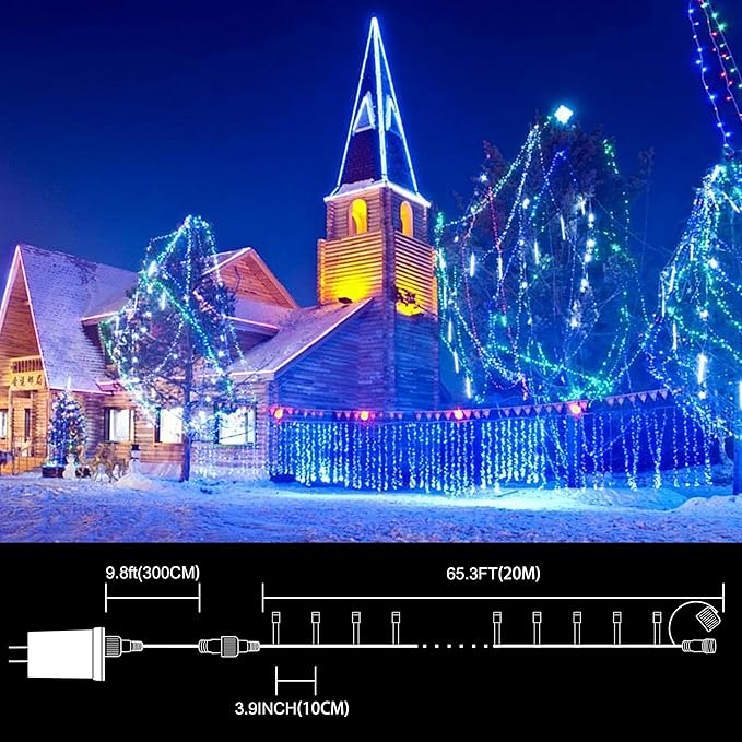 LAMPHOME 66ft Christmas Decorative Mini Lights, 200 LED Transparent Wire Fairy - Image 2