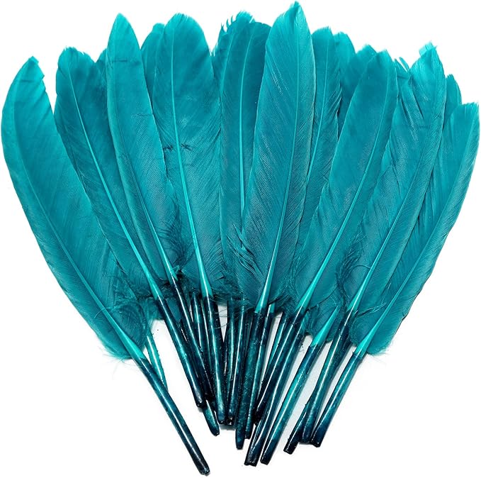 FeelfunFeather 120pcs Peacock Blue Goose Cochettes Feather Natural Bulk 4-6 by FeelFunFeather