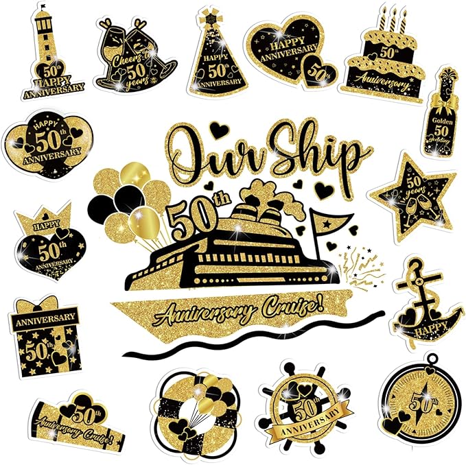 50th Anniversary Cruise Door Magnets Decorations by Wayyogh