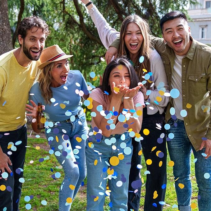 RYKOMO 10000 Pieces 1 Inch Round Tissue Paper 3.5oz Table Confetti Dots Blue - Image 6