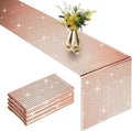 4 Packs Rose Gold Disco Table Runner, 12 x 108 Inches Glitter Silver Party by Vehipa