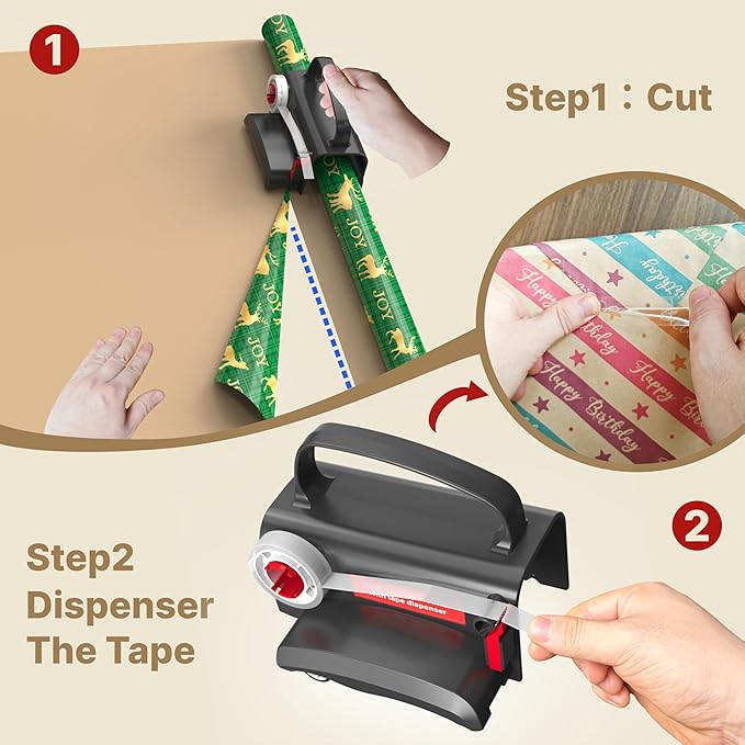 Wheel Wrapping Paper Cutter & Tape Dispenser - Image 2