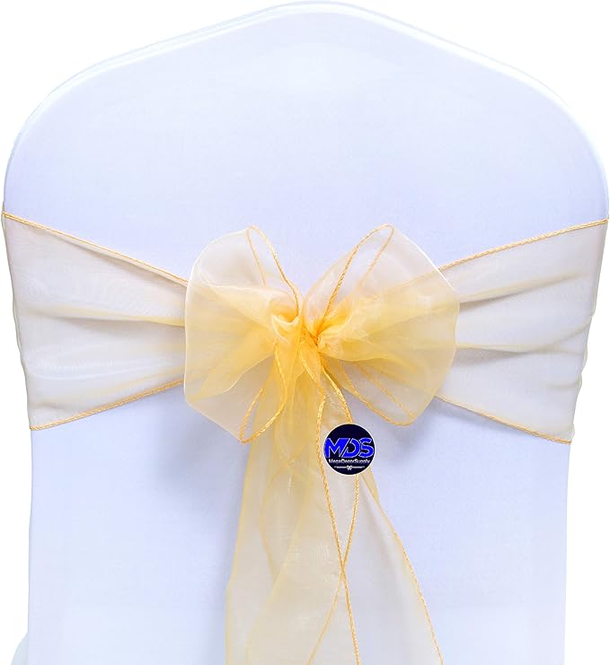 MDS Pack of 50 PCS Organza Chair Sashes Wider Dining Chair Bows Ribbon Tie Back - Image 3