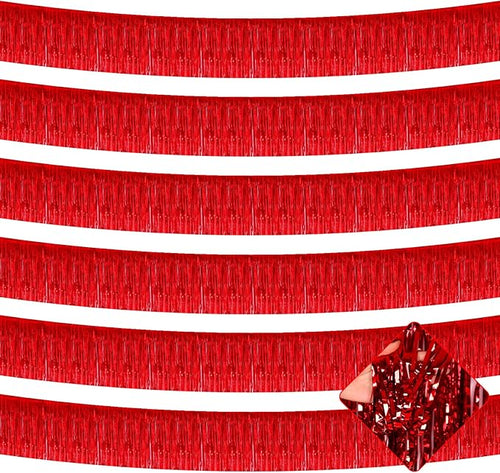 10 Pack 10 Feet Red Foil Fringe Garland Metallic Tinsel Streamers Banner Wall by AIKENLIN